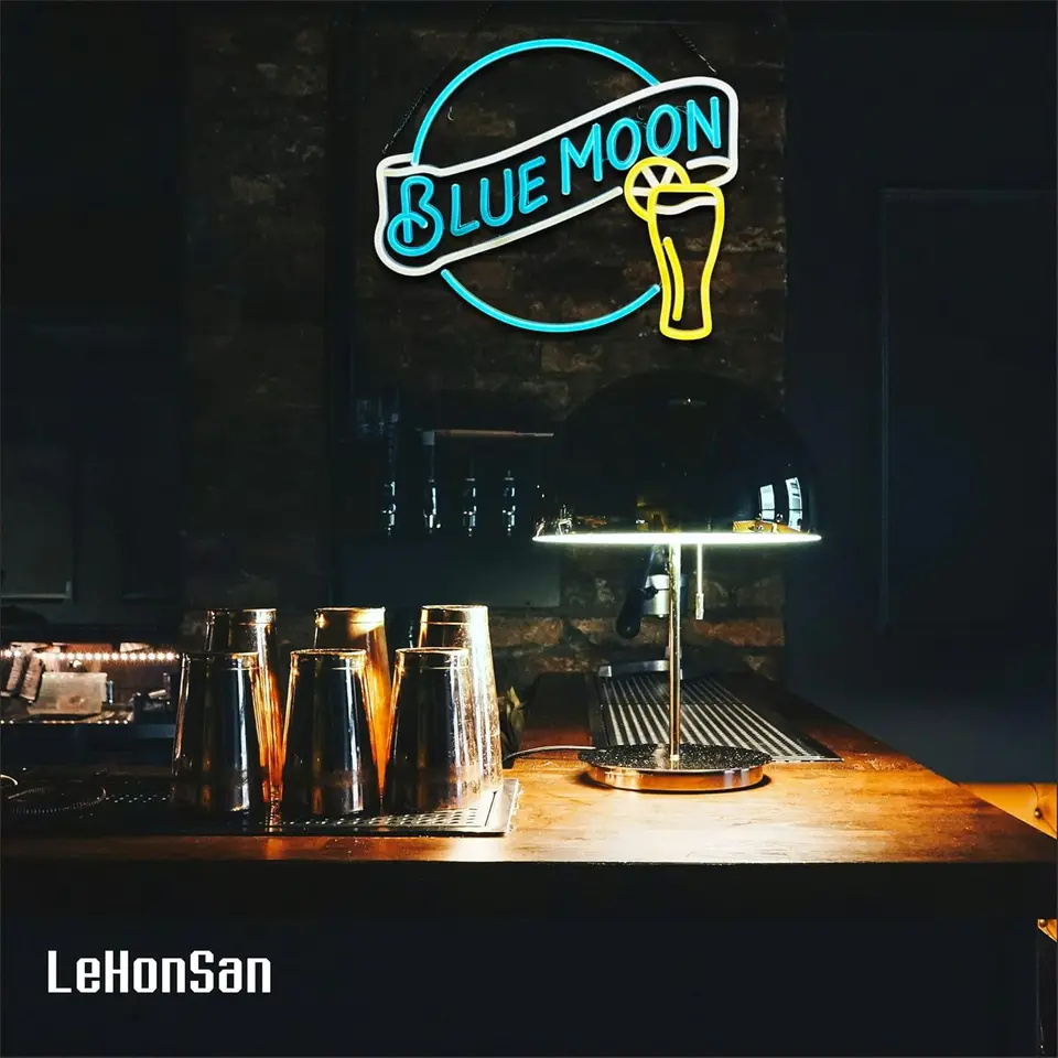 Blue Moon Neon Sign for Wall Decor Blue Moon Beer Dimmable Light