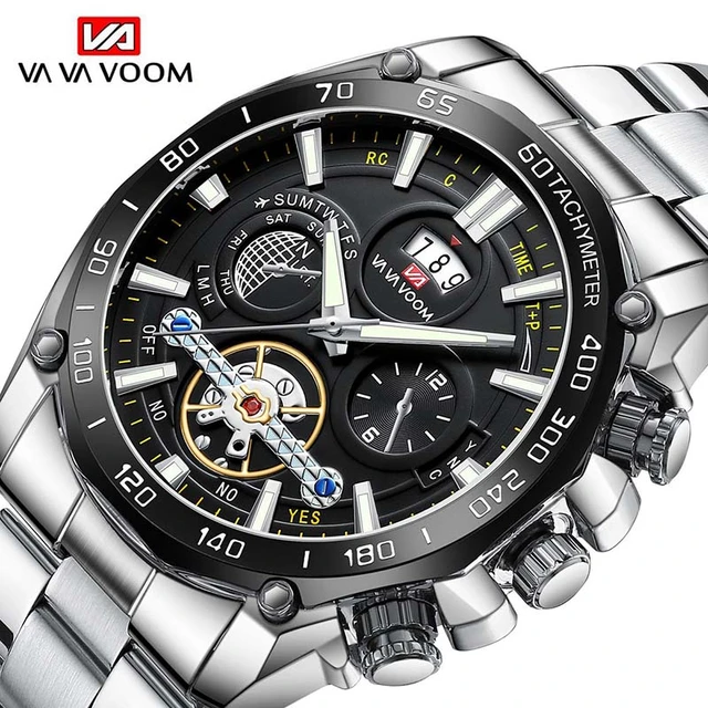 Reloj automático de acero inoxidable para hombre, cronógrafo de pulsera  mecánico de lujo, de la mejor marca, cuadrado, resistente al agua, 2023 -  AliExpress