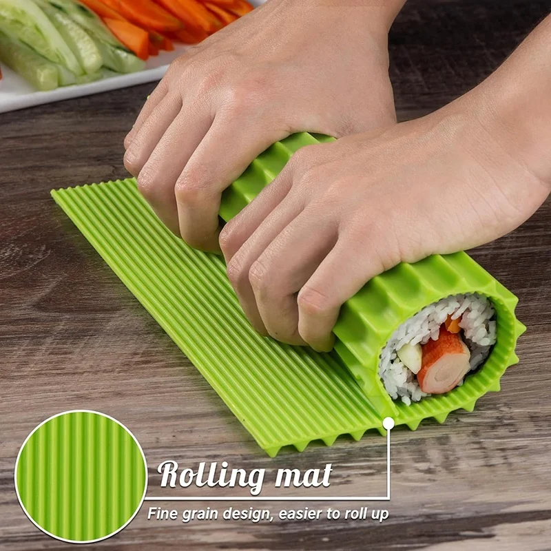Silicone Hand Roll Sushi Rolling Curtain Bamboo Imitation Japanese Tool Easy To Clean No Mildew Mat Portable sushi rolling tool sushi rolling mat sushi tools