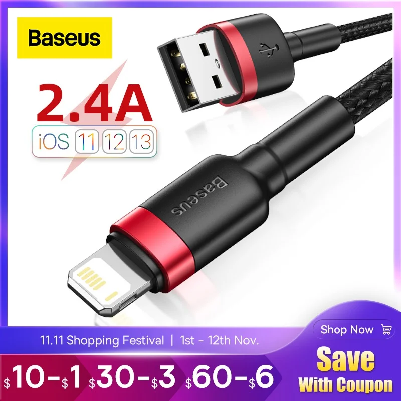 Tanio Baseus 2.4A szybki kabel ładujący dla iPhone