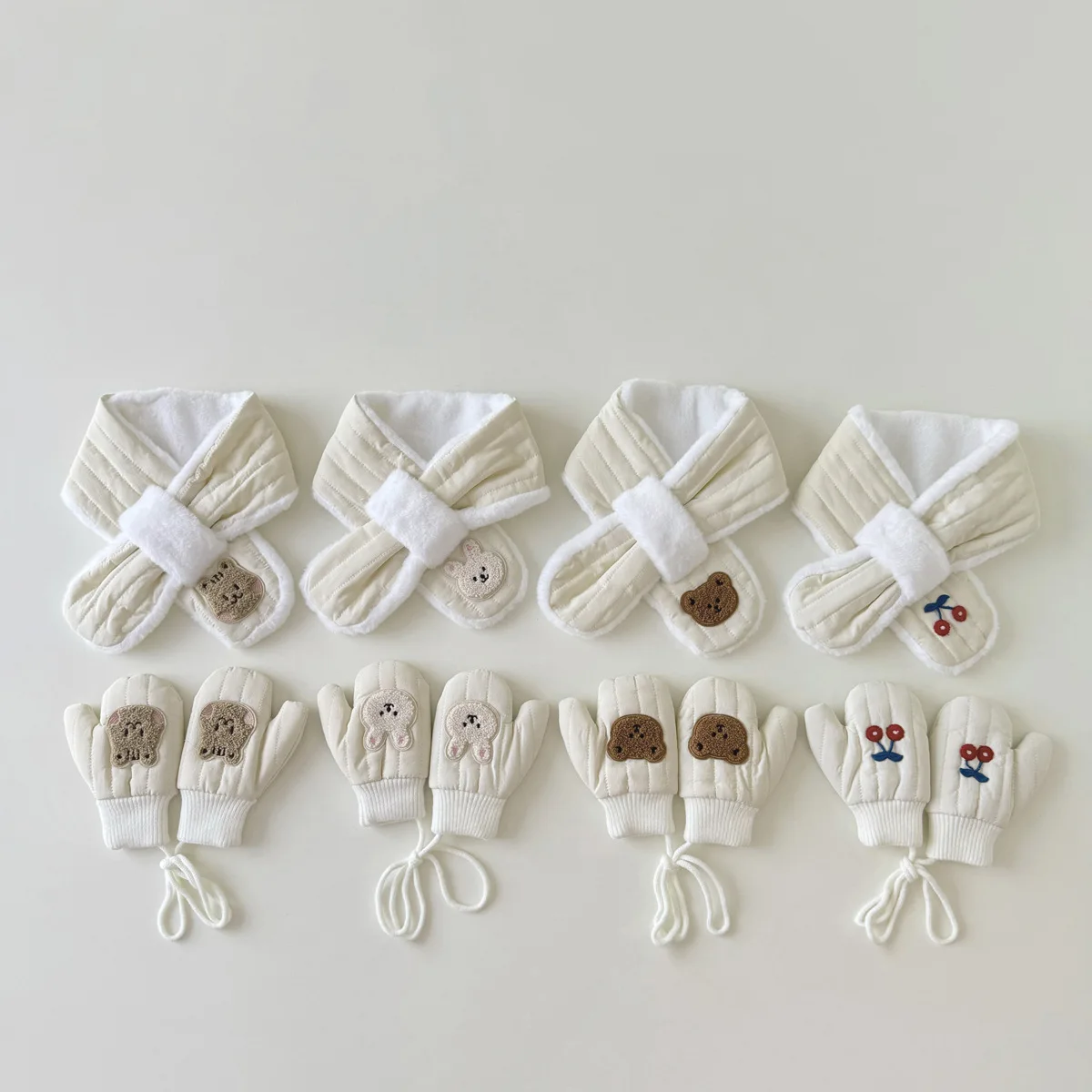 Korean Winter Baby Boys Girls Gloves Scarves Cute Cartoon Toddler Kids Windproof Warm Scarf Children's Mittens