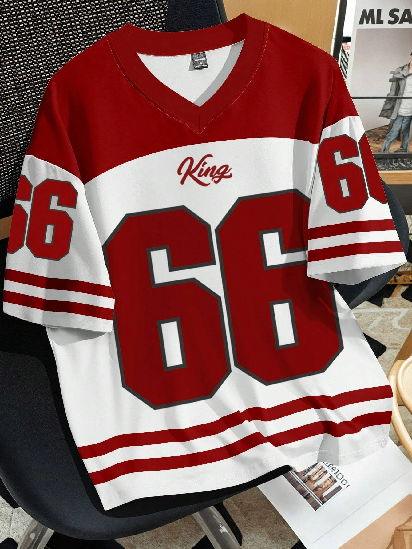 Women Clothing No.66 V-neck Football Jersey -02