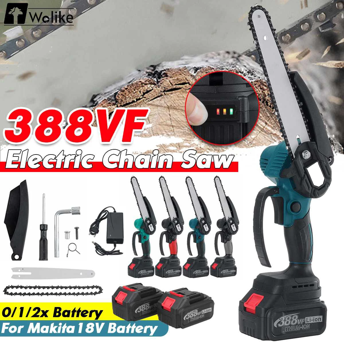 

Keuhz Brushless Electric Chain Saw 388VF 8 Inch Mini Chainsaw Wood Cutter Pruning Garden Power Tool For Makita 18V Battery