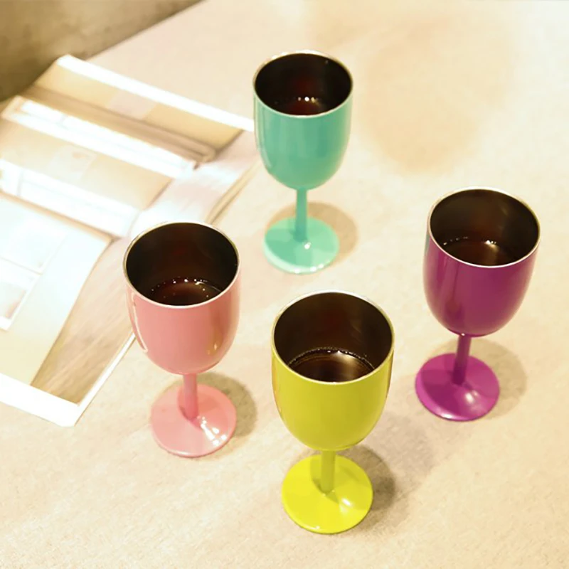Stainless steel wine glass in cocktail shape, ideal for stylish drinks and home bar use. Free shipping to Singapore included.