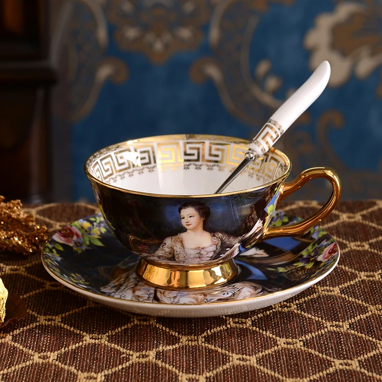 

Retro European imperial coffee cup set porcelain tea set gift bone China ceramic coffee shop wedding decoration tableware كوب