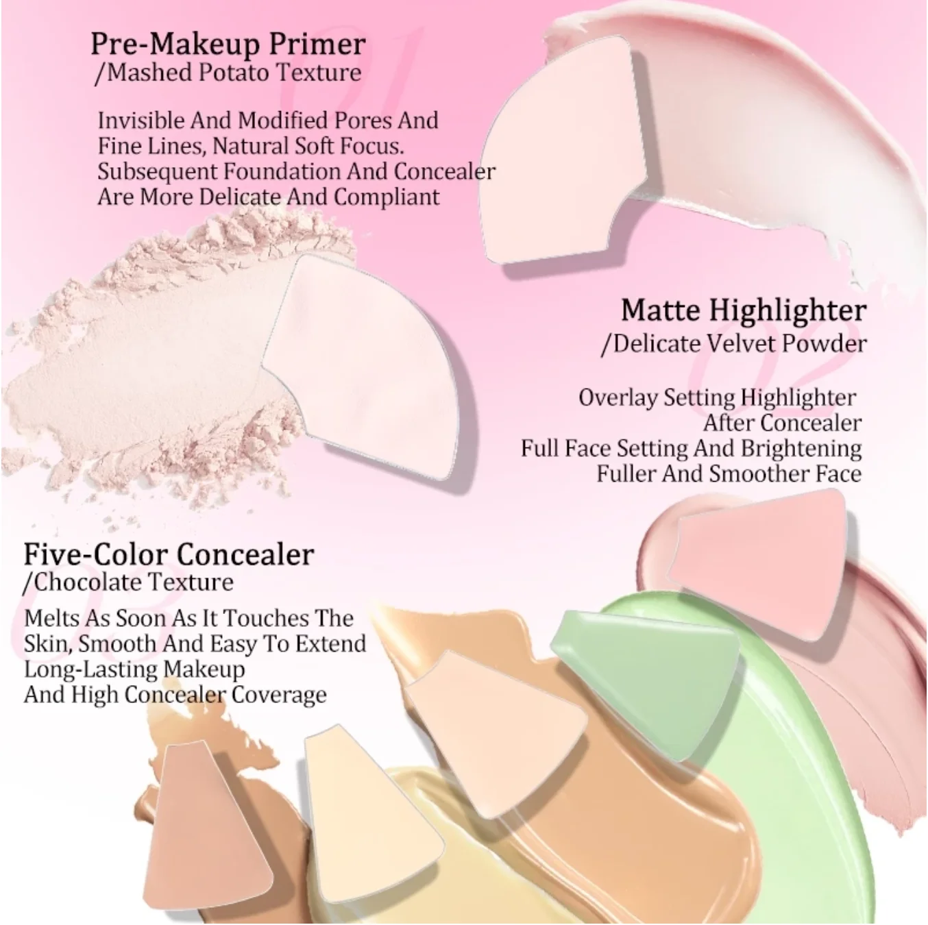 VEECCI Concealer Highlight Seven Colors Moisturizing Not Stuck Versatile Nature Natural Invisible Acne Moisturizer Makeup 4