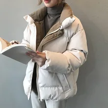 

Landuxiu Women's Winter Jacket Streetwear Polyester Zipper Straight 3 Solid Color Padded Coat Warm Femme Parka Black Clothing