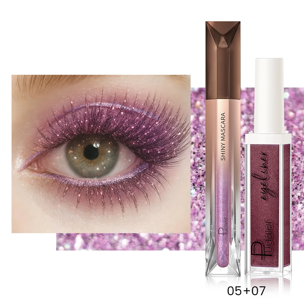 Wasserfeste Mascara Und Metallic Eyeliner Set Für Volumen_voghion.com