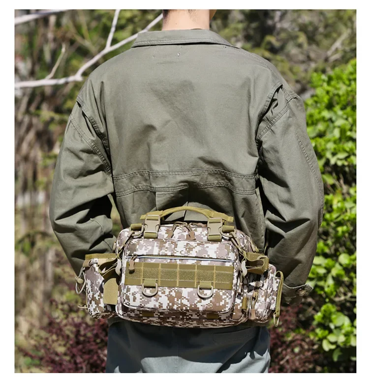 Saco de cintura de pesca de grande capacidade, saco crossbody de camuflagem ao ar livre masculino, montanhismo multiuso Rod Bag, novo, 2024