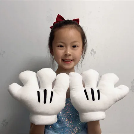 디즈니 봉제 장갑, 미키 마우스, 겨울에도 따뜻하게, 코스프레, 흰색 장갑, 공연 장난감, 생일 크리스마스 선물