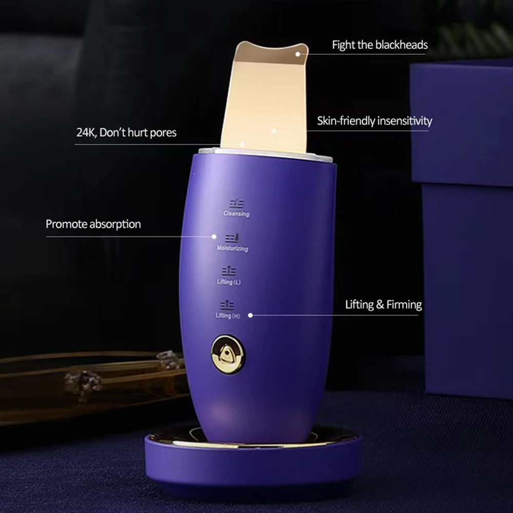 Ultrasonic Skin Scrubber Facial Peeling Blackhead Remover Deep Cleaning Ion Import Ance Pore Cleaner Face Shovel Cleanser