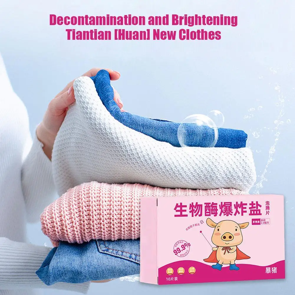 

10Pcs Multifunctional Bio-Enzyme Cleaning Tablets Laundry Detergent Sheets Bio-Enzyme Salt Active Biological Enzyme