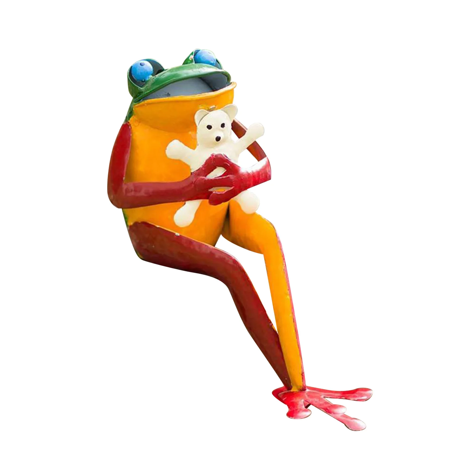 

Drinking Frog Garden Art Sculpture with Sitting Frog Drinks Coffee Design for Patio Yard Lawn Porch Backyard