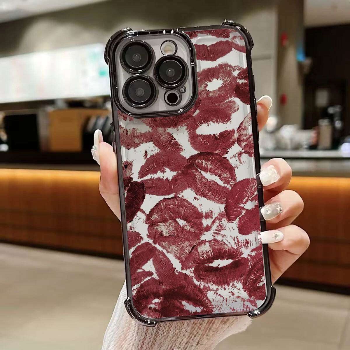 Plating Lips Kiss Pattern Phone Case Cover