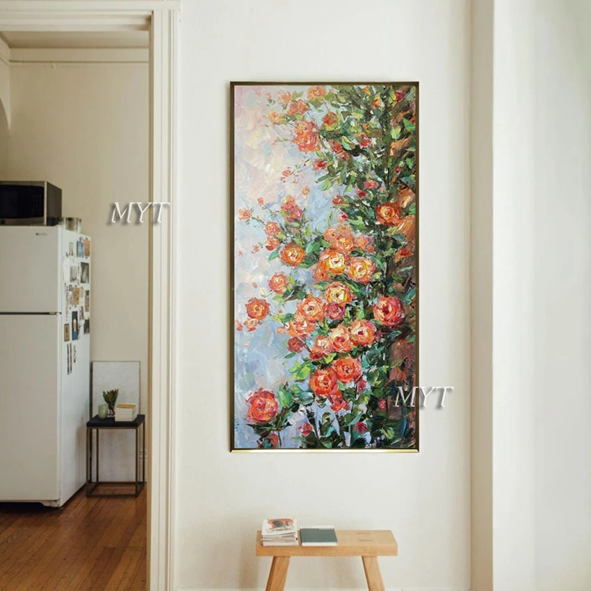 

Abstract Floral Canvas Arts Palette Knife Painting Frameless Thick Acrylic Flower Drawing For Landscape Wall Picture For Bedroom