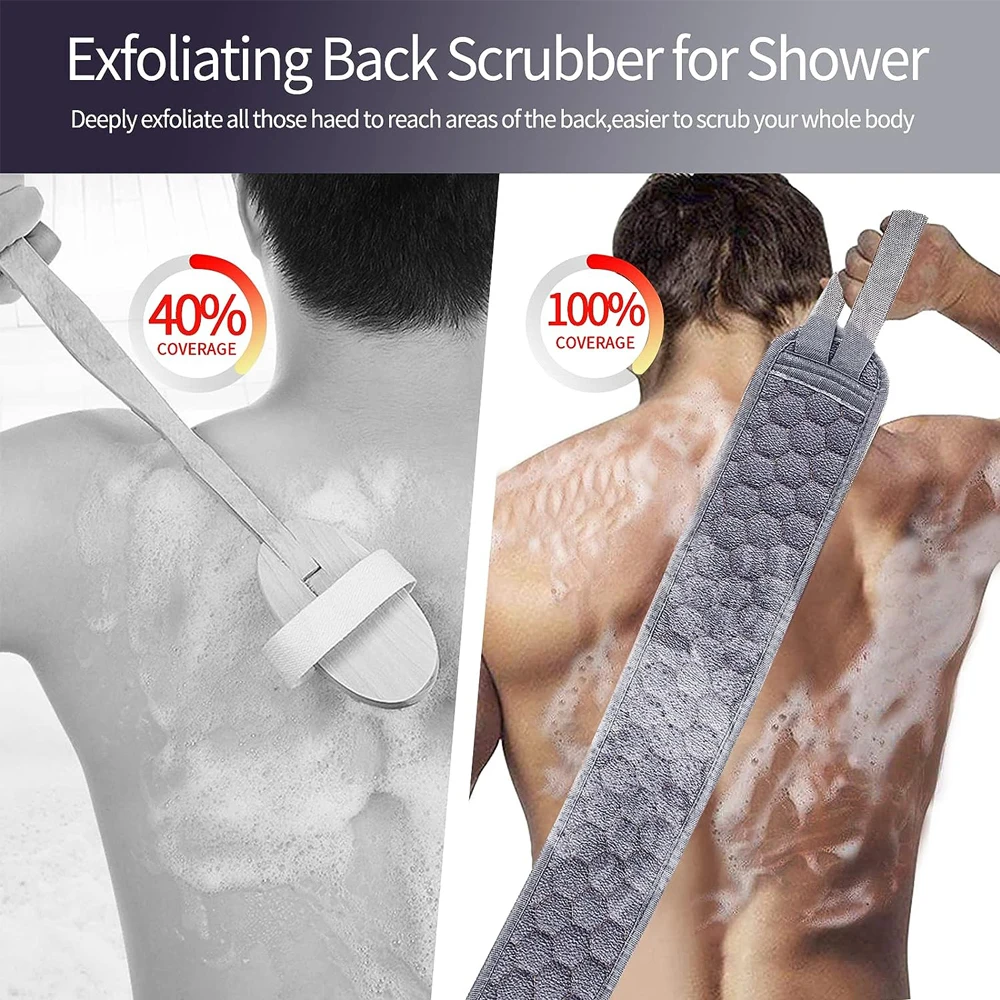 3pcs/set Body Scrubber Set Back Scrubber Bath Glove Shower Brush Exfoliating Scrub Sponge Loofah Dead Skin Removal Bathing Tools 2