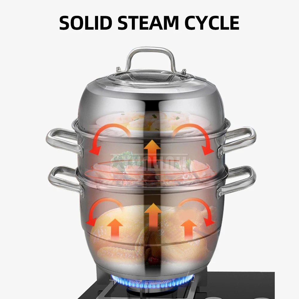 Version Fish Pot Kitchen Stainless Steel Food Steamer Pot Double Layers Boiler Induction Cooker Gas Stove