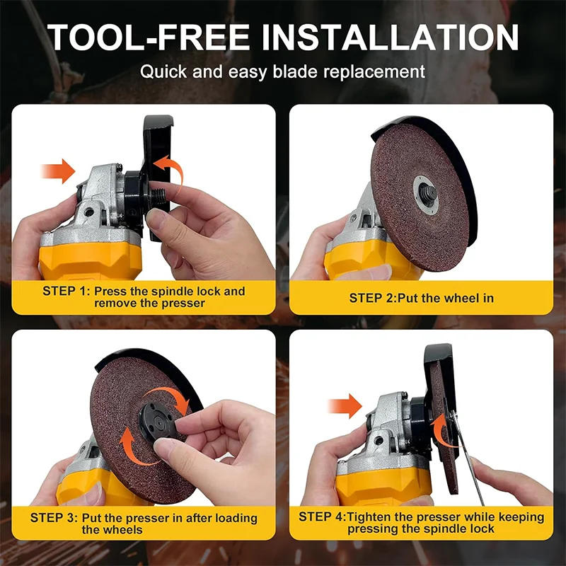 125mm 9000RPM Cordless Yellow Angle Grinder DCG407 Metal Cutter Lithium Battery Drive For 20V DEWALY Battery