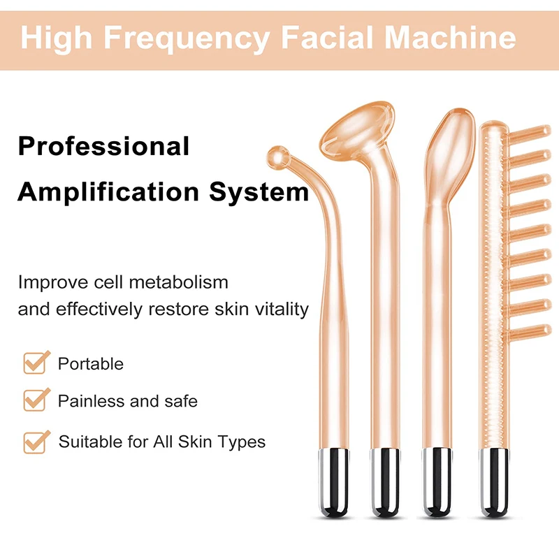 New Orange High Frequency Facial Machine Electrotherapy Wand Neon Argon Tubes Wands Device Face Skin Care  Beauty Tools Home Use 2