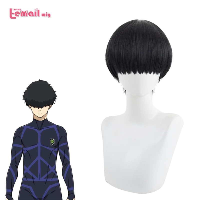 

L-email wig Synthetic Hair Anime BLUE LOCK Niko Ikki Cosplay Wigs Black Short Silicone Man Cosplay Heat Resistant Wig