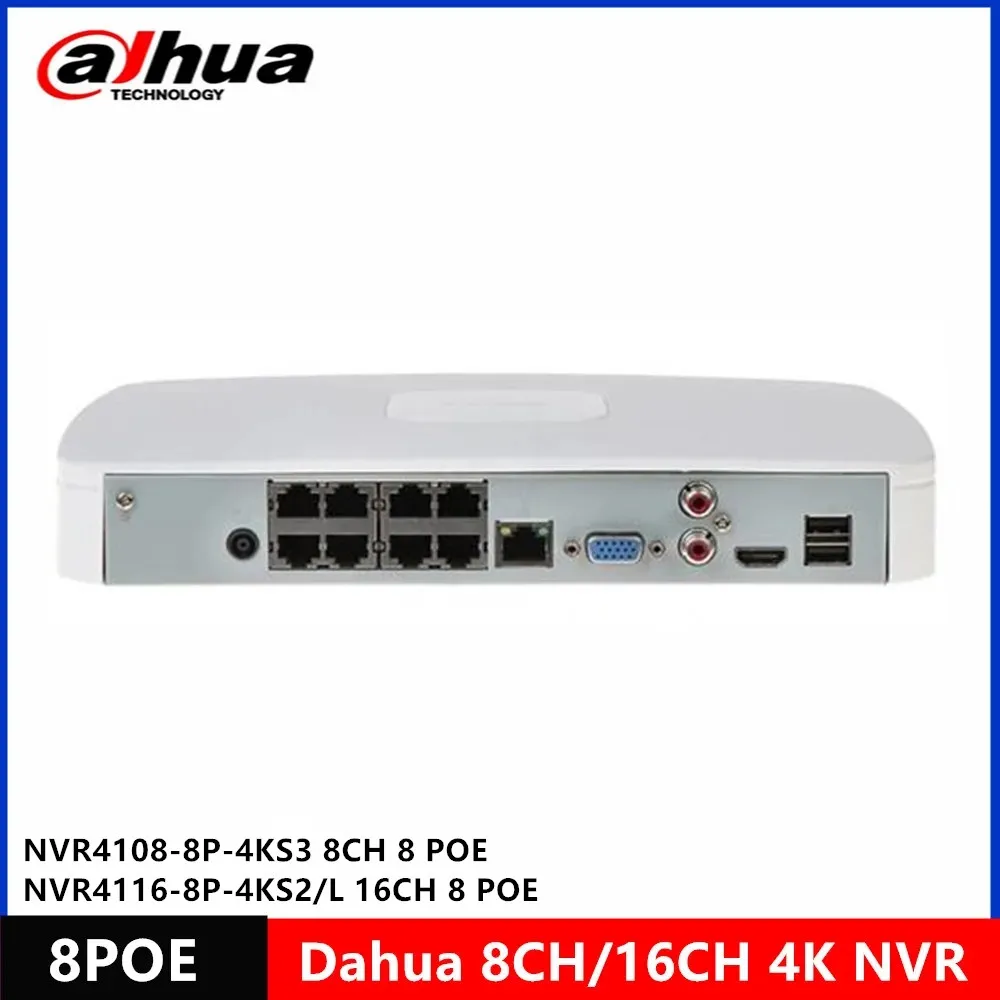 Network Video Recorder Dahua NVR4108-8P-4KS3 8CH with 8 POE 4K Network MINI NVR Recorder Max support 12MP resolution IP camera SMD Plus EPTZ function