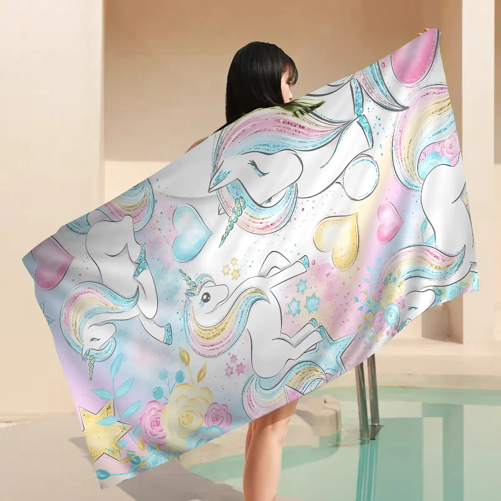 Cute Unicorn Towel Microfiber Beach Towel Absorbent Quick dry Soft Yoga Swimming Resort Mountain Climbing Towel 2