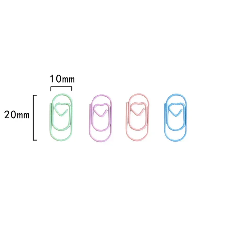 Mini Love Heart Paper Clips Macaron Color Photo Tickets Holder Binder Clips Notebook Planner Bookmarks Office Supplies 50pcs