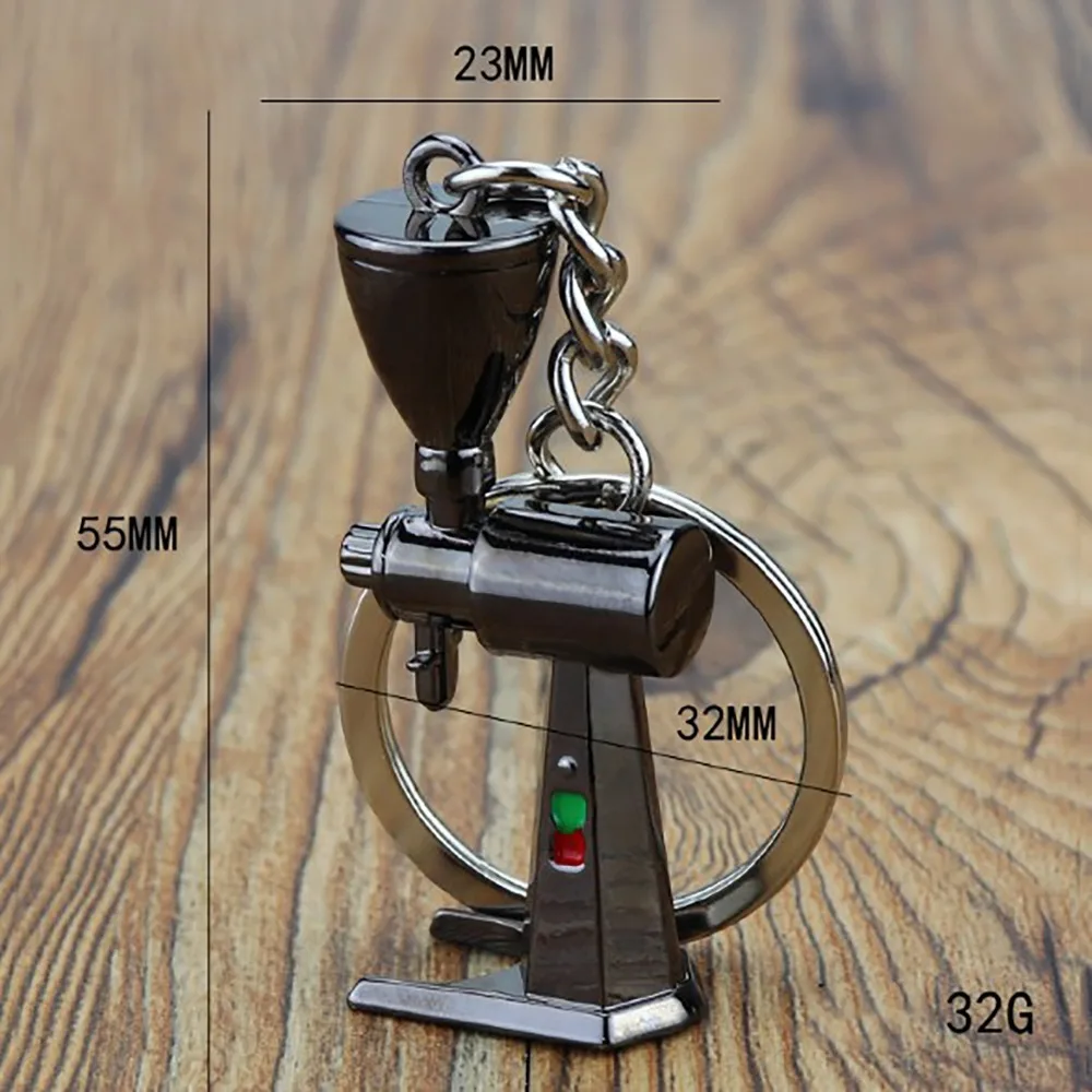 Metal 3D Creative Coffee Keychain Mini Cute Moka Pitcher Keyring Creative Accessories Creative Barista Coffee Keychain Girl Gift
