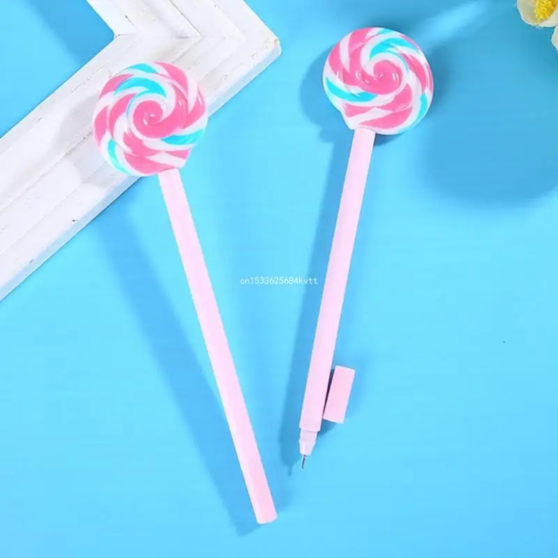 크리 에이 티브 롤리팝 모양의 크리 에이 티브 블랙 젤 펜에 대 한 20 Pcs 팩 Dropship에 대 한 다시 채울 수 있는 내구성 참신 편지지