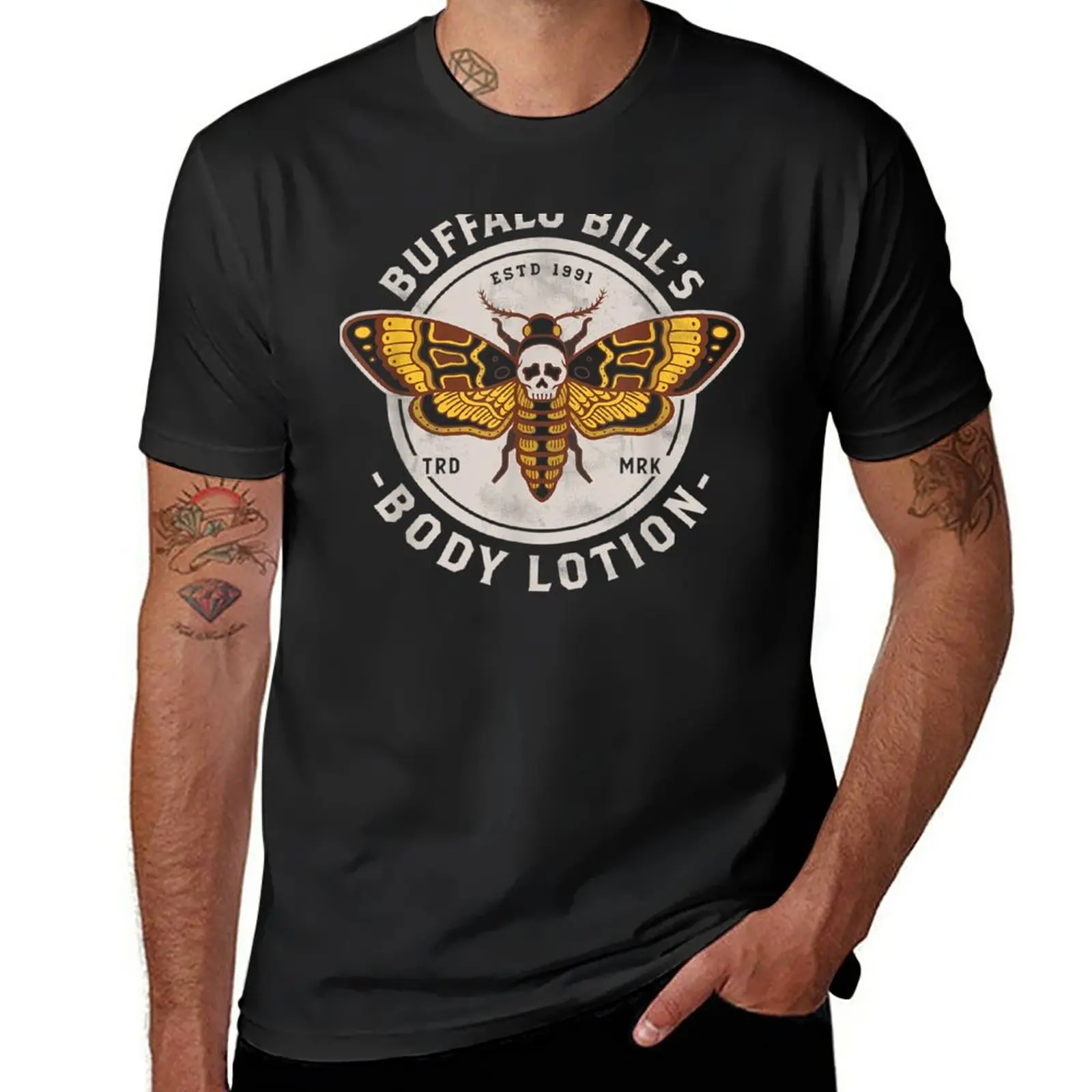 

New Goth Body Lotion - Deaths Head Moth - Distressed Horror T-Shirt plus size tops korean fashion plain white t shirts men