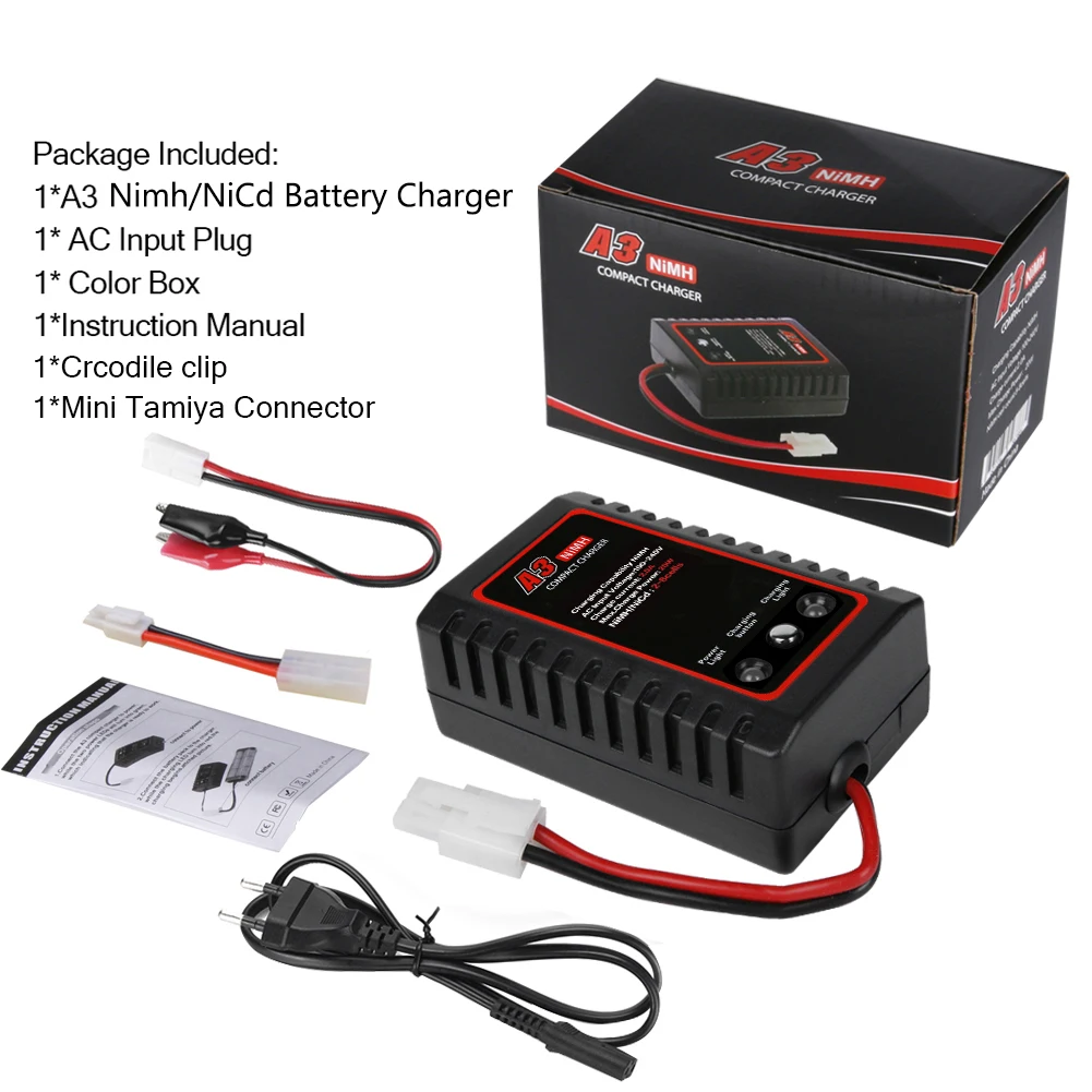 A3 20W Compact Charger with Tamiya Plug RC Charger for Airsoft Gun RC Car Boat