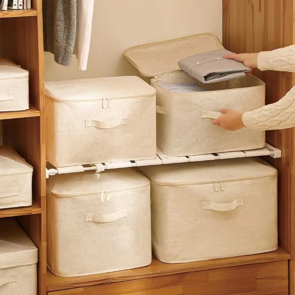 

Canvas Cotton Fabric Makeup Storage Box Clothes Wardrobe Underwear Cosmetic Pouch Waterproof Storage Travel Bag Closet Organizer