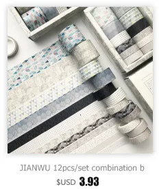 JIANWU 7pcs or 10pcs/set Cute Basic color Washi Tape Scrapbook DIY  Masking Tape School Stationery Store Journal supplies