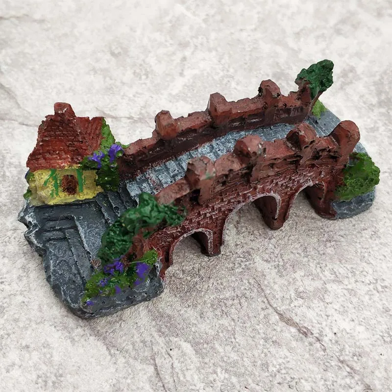 Fish Tank Landscaping Ornamental Bridge Rockery Simulation Resin Aquarium Decoration 1pc