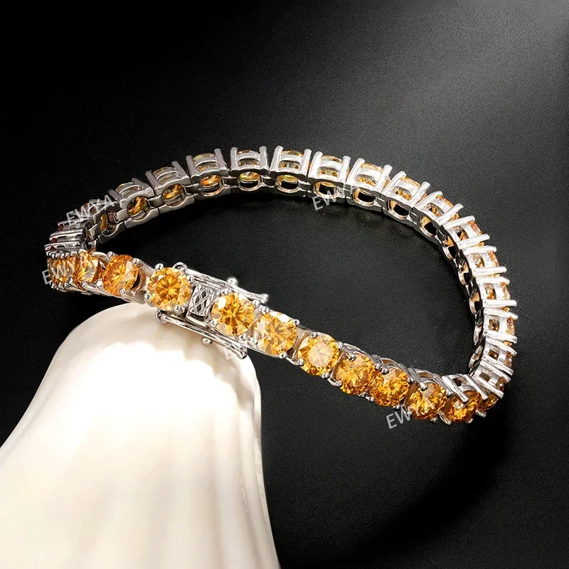 Moissanite Gold Tennis Bracelet The True Gem 18K White Gold