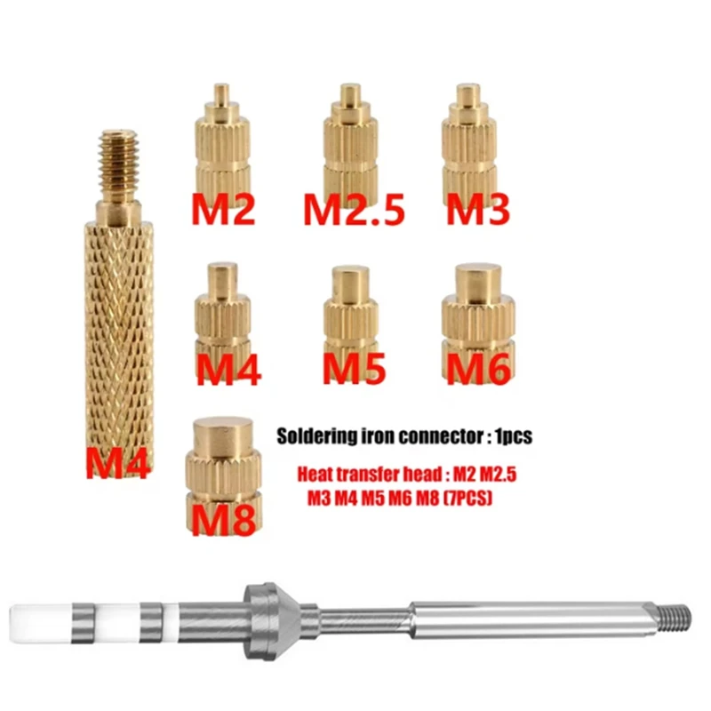 A83I-Heat Set Insert Tool M2-M8 Hot Melt Brass Knurled Nut Embedded Insertion Tip Press Adapter TS100/TS101 Soldering Iron