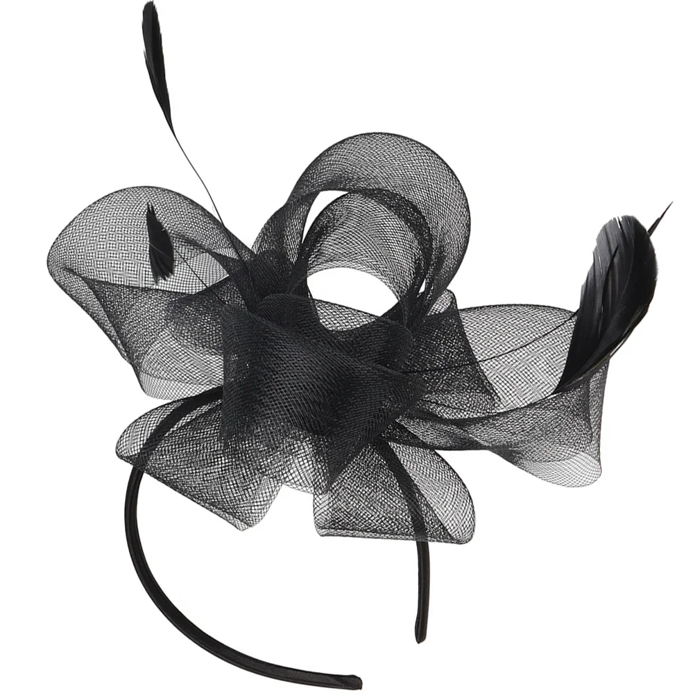

Tea Party Hat Fascinator Hair Clip Accessory Pins Women White Ribbon Veil Retro Fascinators for