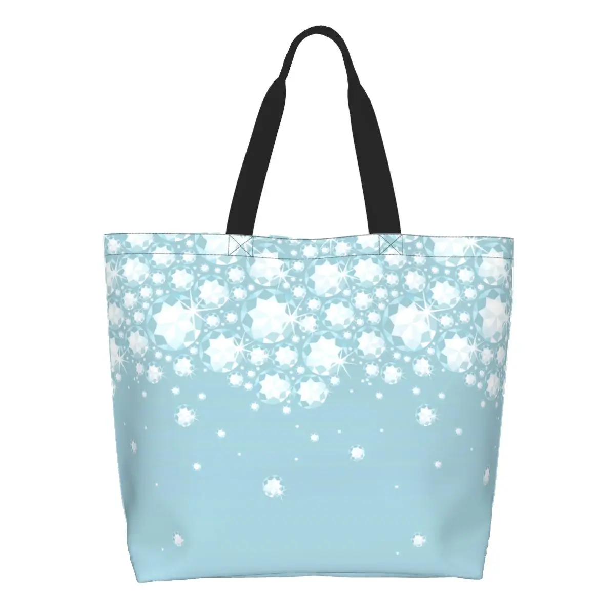 

Reusable Fashion Glitter Rhinestones Shopping Bag Women Canvas Shoulder Tote Bag Durable Crystals Diamonds Grocery Shopper Bags