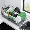 Extendable Dish Rack, Large Drying Dish Rack with Cutlery & Cup Holders, Dish Rack and Drainboard Set 1