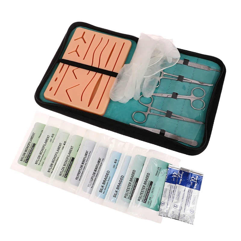  Ultrassist Kit completo de práctica de sutura con almohadilla  de piel de heridas simuladas, almohadilla de entrenamiento de nudo  enterrado con incisión hecha a sí misma, instrumentos, hilo y agujas, para