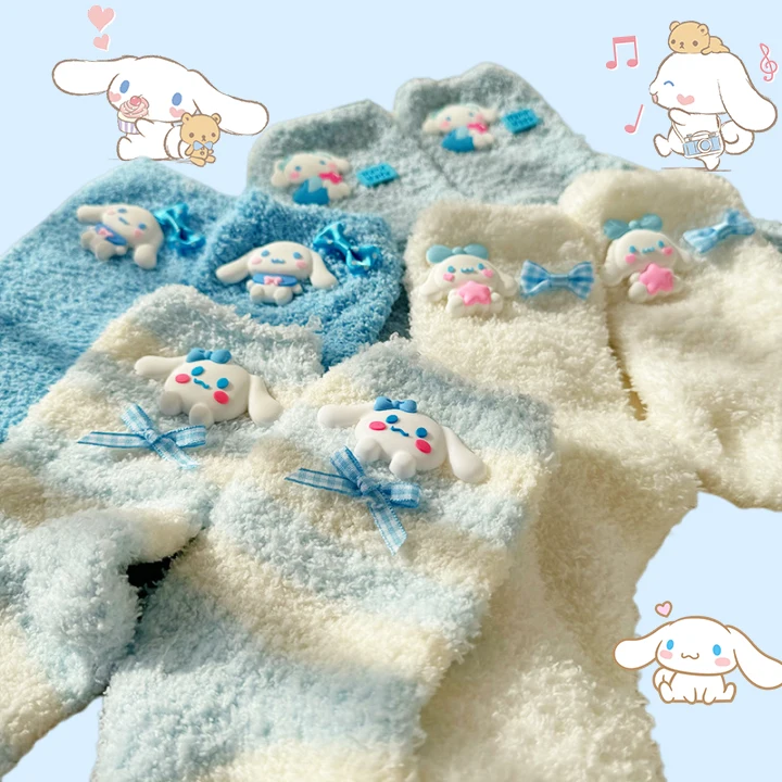 

Cinnamoroll Plush Socks Kawaii Winter Warming Soft Home Sleeping Stylish Anime Sanrioed Lovely Girls Gift Fashion Comfortable