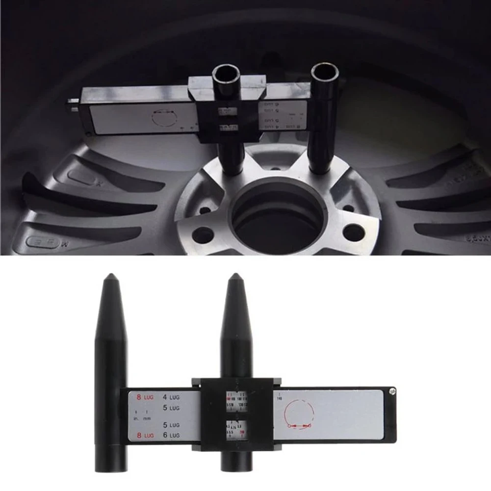 

1PC Modified Hole Distance Ruler Wheel Rim Bolt Pattern 8LUG Wheels Hole Distance Measuring Tool Black PCD Caliper Plastic