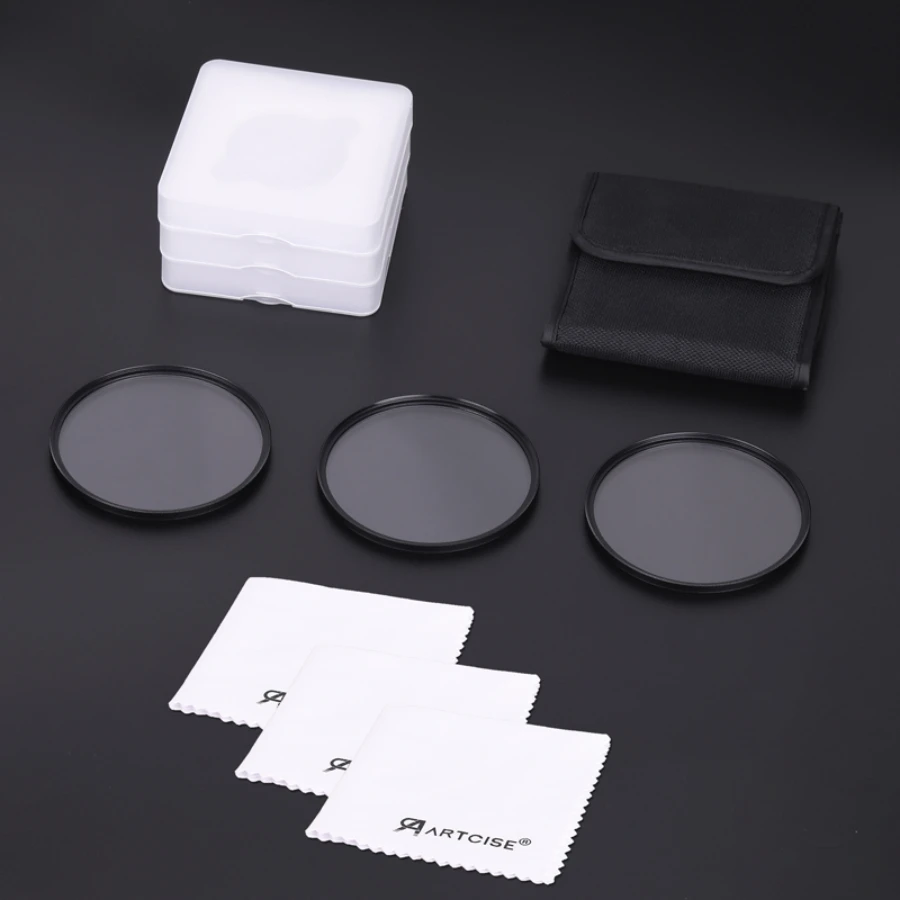 UV+CPL+Black Diffusion 1/4 Camera Lens Filter Set 3 in 1 Kits with Bag cleaning