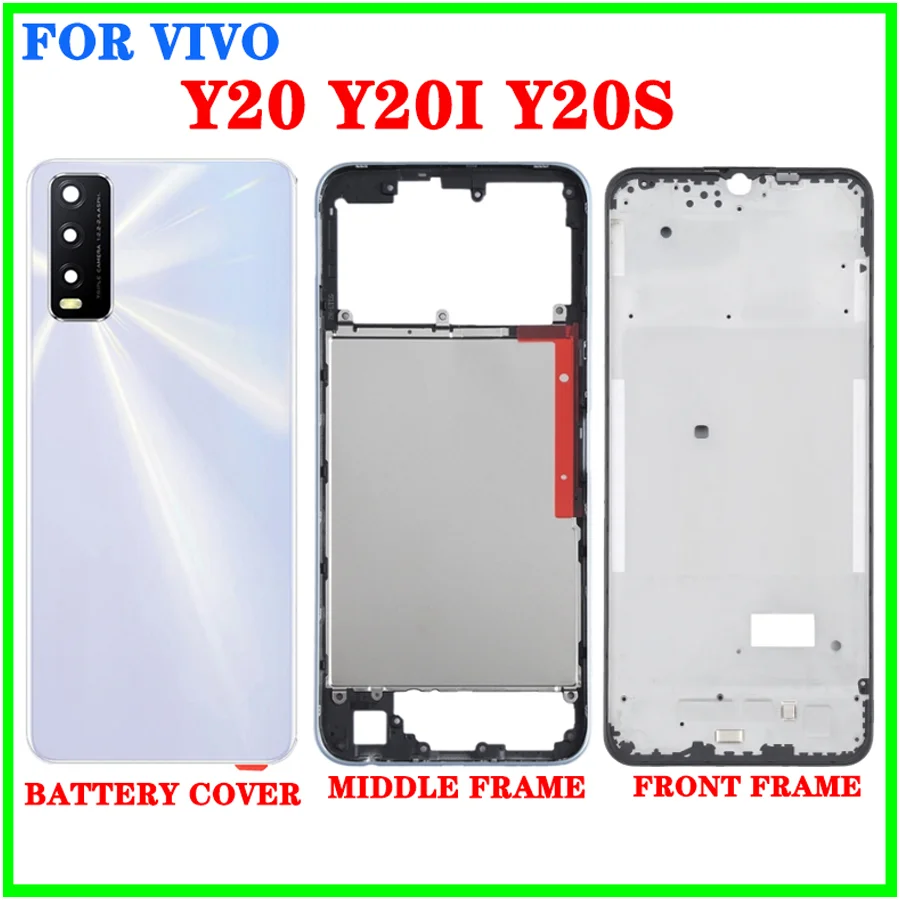 

Back Housing Battery Cover For Vivo Y20 / Y20s / Y20i LCD Front Frame Middle Bezel frame With Side Power On Off Button