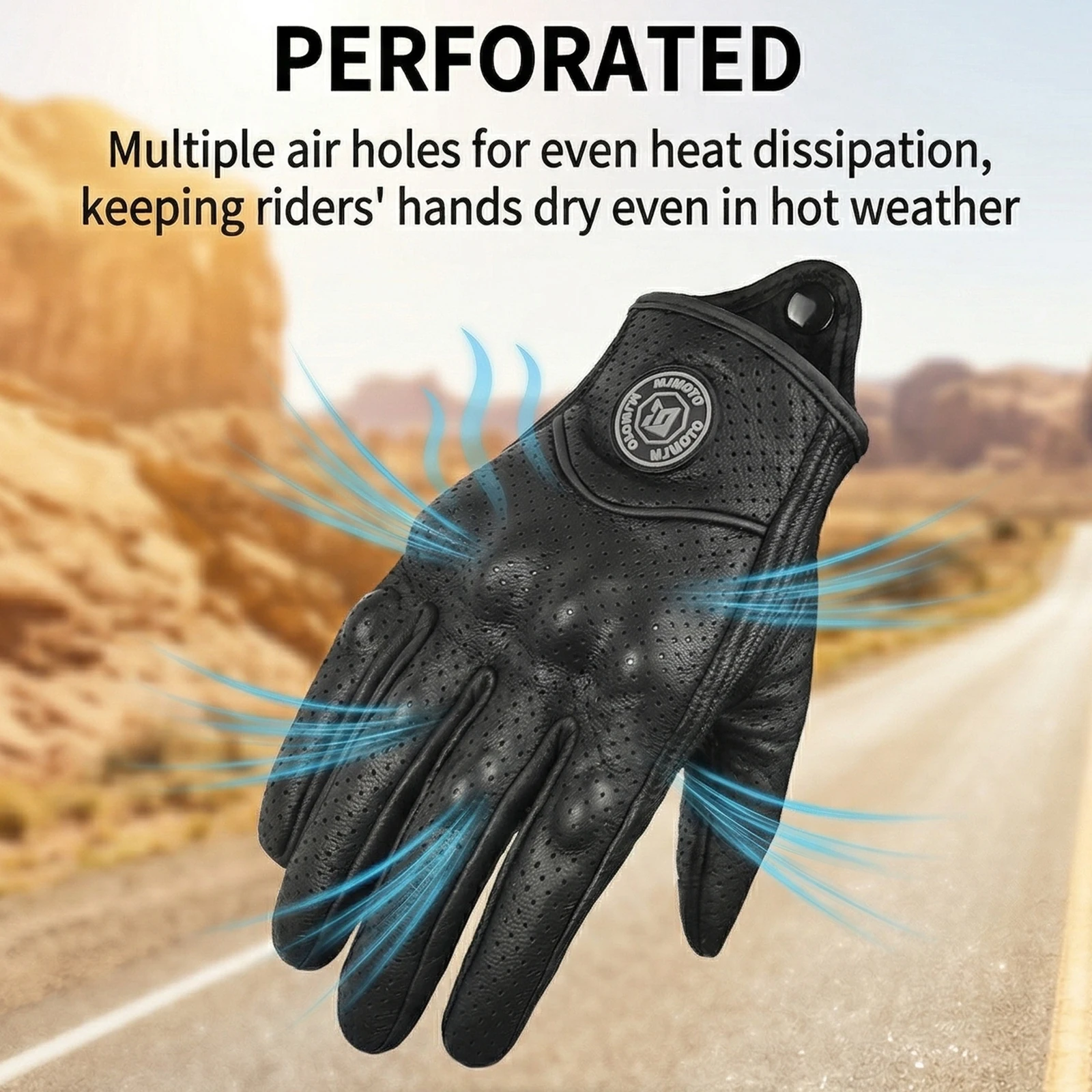 Vintage Leather Motorcycle Gloves - Durable, Anti-Slip, Unisex Summer Riding Accessory