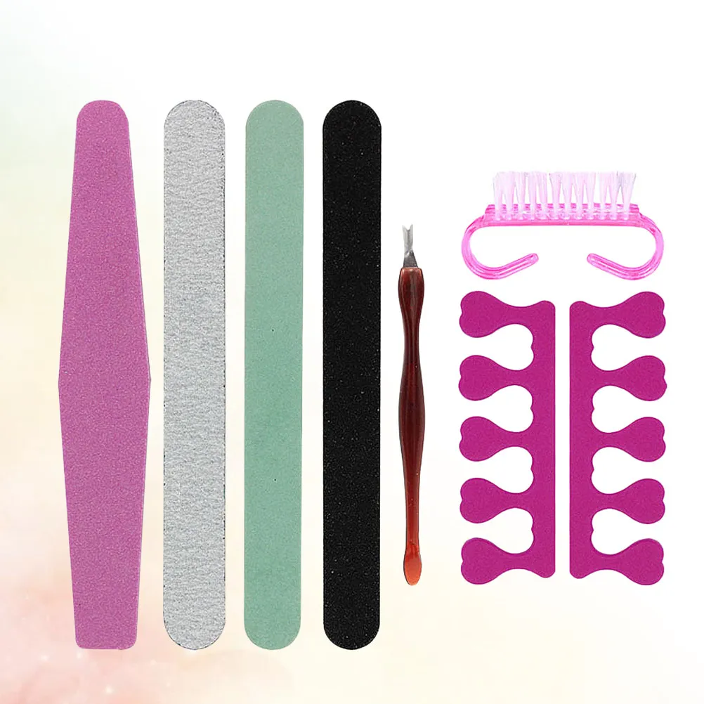 7종 매니큐어 도구 세트 프리미엄 네일 아트 도구 (쉐이핑, 폴리싱 파일, 큐티클 포크, 각질 제거) 휴대용 키트