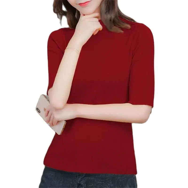 

Female Stretch Knit Gilet Chandail Woman Spring Sweaters Breathable Slim Sweater Autumn Skinny Tops Hedging Half Knit Chaleco