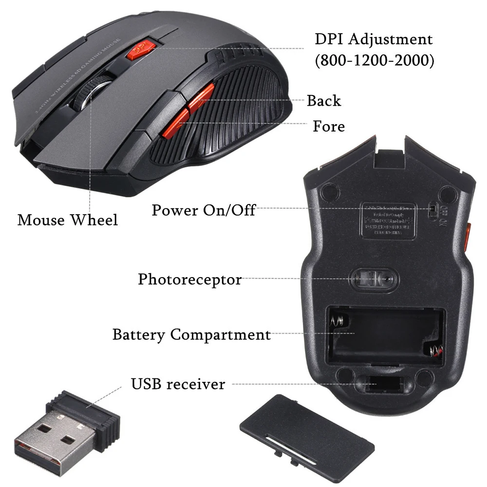 2.4G Gaming Mouse Wireless Optical Mouse Game Wireless Mice with USB Receiver Mouse for PC Gaming Laptops pc gaming mouse