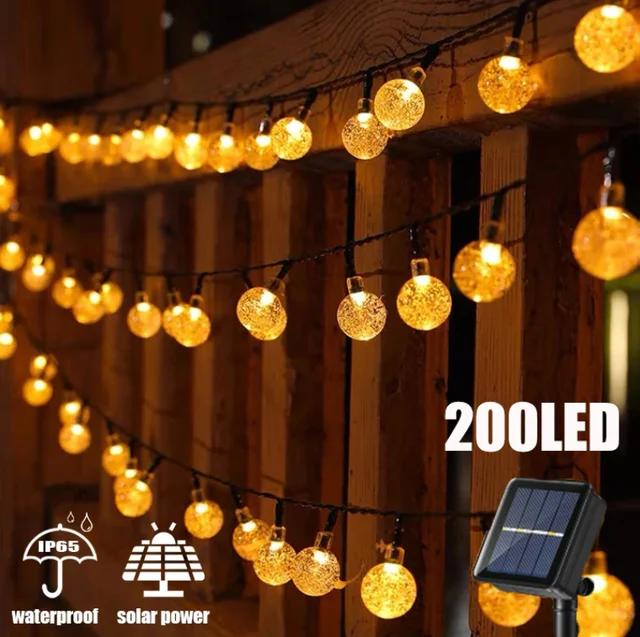 Solar String Lights Outdoor 200 Led Crystal Globe Lights Waterproof Solar Festoon Fairy Light for Garden Christmas Ramadan Decor 1