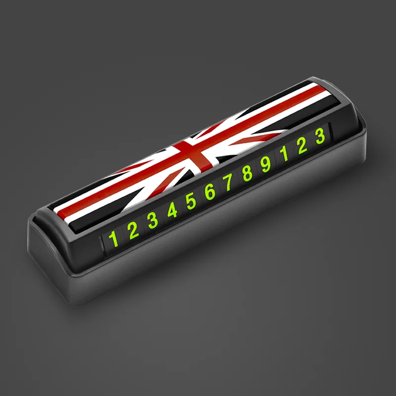 

Union Jack Car Hidden Style Temporary Parking Phone Number Card Plate For MINI Cooper F54F55F56F57F60R50R52R53R55R56R57R58R59R60